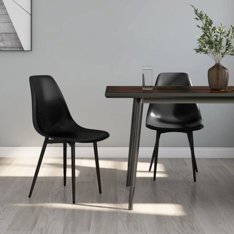 Vidaxl – Lot de 2 chaises scandinaves noires – Polypropylène et métal – Dossier incurvé ergonomique – Hauteur d'assise 47 cm