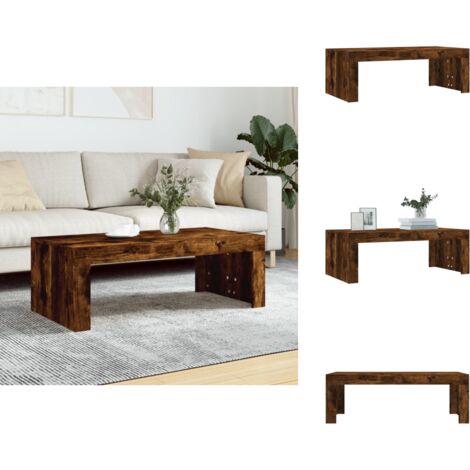 Vidaxl – Table basse fixe en bois d'ingénierie chêne fumé 102x50x36 cm – Surface lisse et résistante à l'humidité – Design moderne