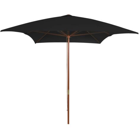vidaXL Garden Parasol with Wooden Pole Black 200x300 cm (1/6)