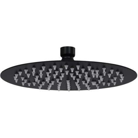 Vidaxl – Pomme de douche pluie ronde 20 cm en acier inoxydable noir – Buses anti-calcaire – Articulation pivotante pour angle ajustable