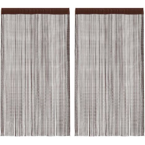 Rideau en fils 2 pcs 100 x 250 cm Marron vidaXL776260