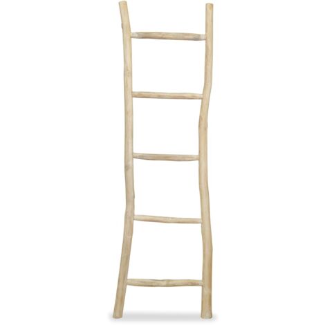 Vidaxl – Porte-serviette en teck 5 barreaux – Dimensions 45 x 150 cm – Autoportant pour salle de bain – Finition naturelle - TECK 45 X (1/4)