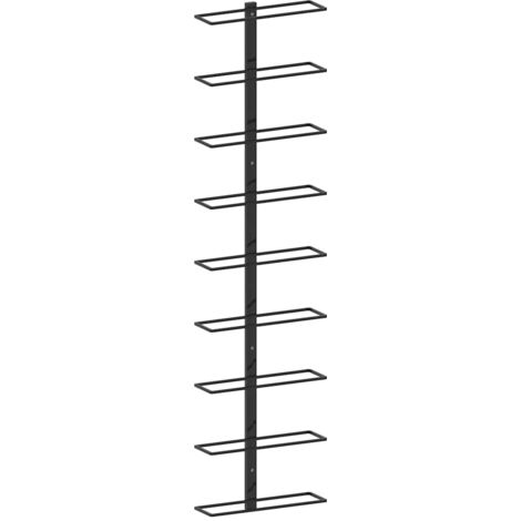vidaXL Wall-mounted Wine Rack for 9 Bottles Black Iron