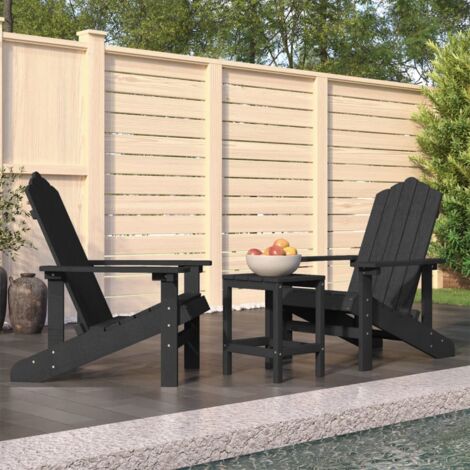 vidaXL Garden Adirondack Chairs with Table HDPE Anthracite (318638x2+318642)