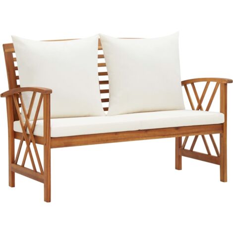 Banc de jardin avec coussins 119 cm Bois solide d'acacia vidaXL