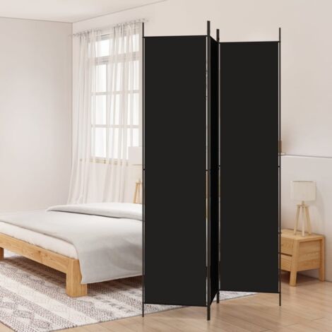 Vidaxl – Cloison de séparation pliable 3 panneaux en tissu noir 150x220 cm – Design épuré pour espaces privés – Montage facile
