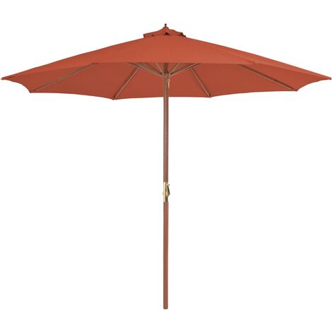 Parasol d'extérieur avec mât en bois 300 cm terre cuite vidaXL