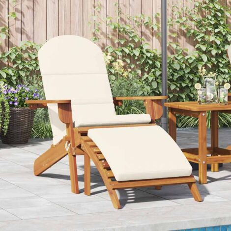Chaise Longue Transat En Bois D'acacia Avec Repose-pieds - Pliable, Design Adirondack, Pour Terrasse Ou Jardin