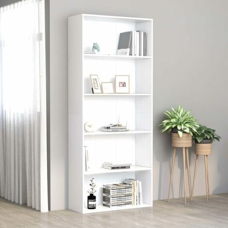 Bibliothèque à 5 niveaux Blanc 80x30x189 cm Bois d'ingénierie vidaXL