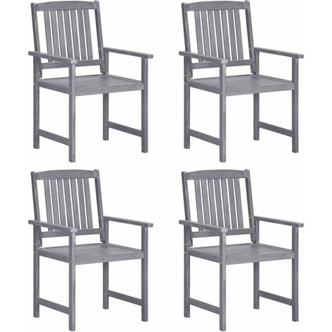 vidaXL Chaises de jardin lot de 4 Bois massif d'acacia Gris (1/5)