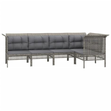 vidaXL 5 Piece Garden Lounge Set with Cushions Grey Poly Rattan (1/5)