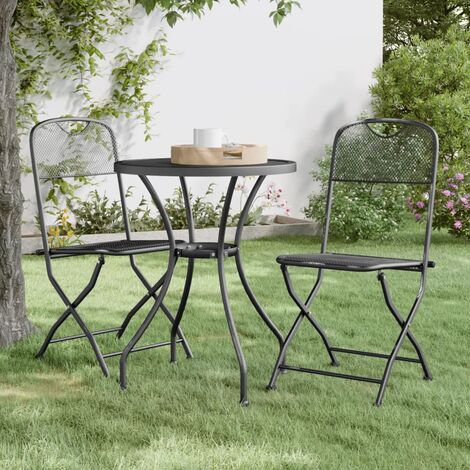 Chaises pliables jardin lot de 2 Maille métallique Anthracite vidaXL