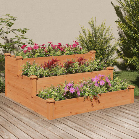 Lit surélevé de jardin marron 120x120x56cm bois massif de sapin vidaXL
