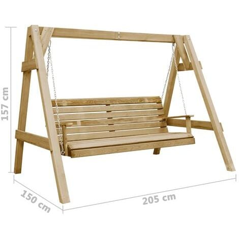 Balancelle de jardin Bois de pin imprégné 205x150x157 cm