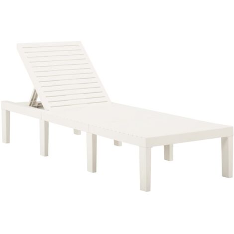 Vidaxl – Transat de jardin chaise longue en plastique blanc – Dossier réglable 5 positions – Dimensions 195 x 65 x 32 cm – Confort optimal extérieur