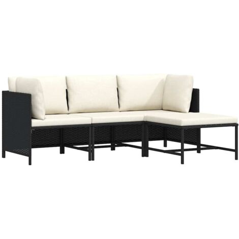 Canapés de jardin 4 pcs avec coussins Noir Résine tressée vidaXL