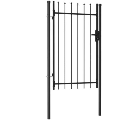 Portillon simple porte avec dessus à pointe Acier 1x1,5 m Noir