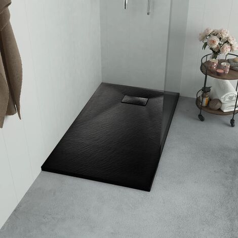Vidaxl – Receveur de douche SMC noir 100x70 cm – Antidérapant – Seuil bas pour accès facile – Résistant aux égratignures et taches