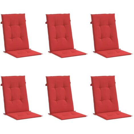 Coussins de chaise de jardin dossier haut lot de 6 rouge tissu vidaXL (1/5)