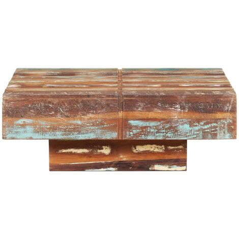 Table basse 80x80x28 cm Bois de récupération massif