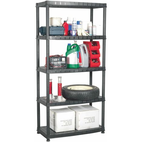 Étagère de rangement à 5 niveaux Noir 91,5x45,7x185cm Plastique vidaXL