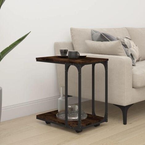 Table d'appoint à roues Chêne fumé 50x35x55,5 cm vidaXL (1/5)