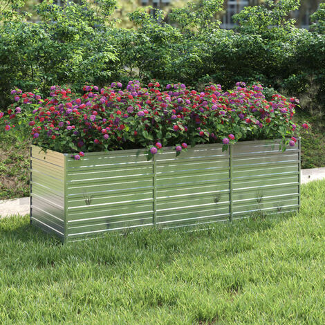 Vidaxl – Lit surélevé de jardin 240x80x77 cm – Acier galvanisé argenté – Résistant aux intempéries – Pour plantes et légumes