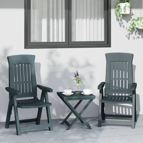 Vidaxl – Lot de 2 chaises inclinables de jardin vert en polypropylène – Dossier réglable 4 positions – Capacité 110 kg – Pliables pour rangement facile (1/5)