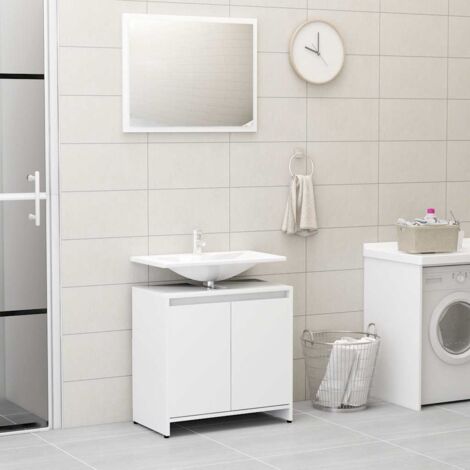vidaXL Bathroom Furniture Set White Engineered Wood (1/5)