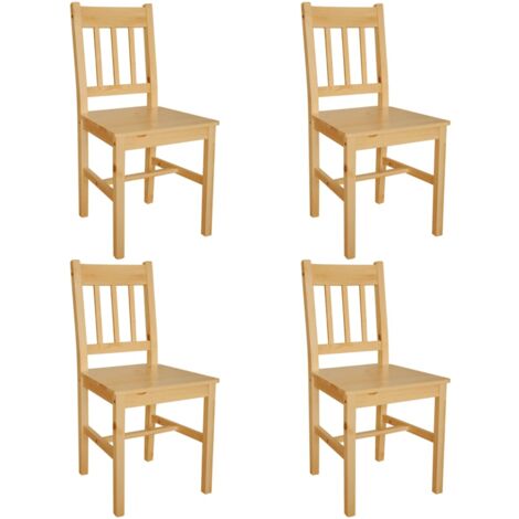 Vidaxl – Lot de 4 chaises scandinaves en bois de pin – Confort ergonomique – Hauteur d'assise 44,5 cm – Couleur naturelle – Dimensions 41,5 x 45,5 x 86 cm