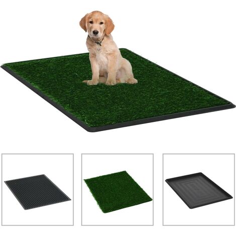 Vidaxl – Tapis éducateur pour chien 2 pcs – Gazon artificiel vert 76 x 51 cm – Bac à grille pour nettoyage facile – Non toxique et sécurisé