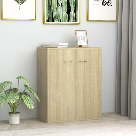 Vidaxl – Buffet en bois d'ingénierie chêne sonoma 60x30x75 cm – 2 portes – Design minimaliste pour rangement et décoration