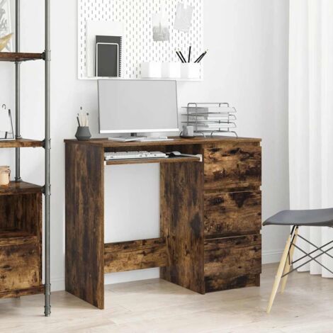 Vidaxl – Bureau enfant en chêne fumé 90x45x76 cm – Bois d'ingénierie résistant à l'humidité – 3 tiroirs pour rangement optimisé