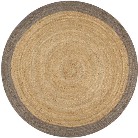 Tapis fait à la main Jute avec bord gris 150 cm vidaXL
