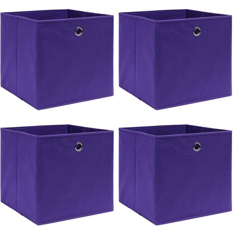 Boîtes de rangement 4 pcs Tissu intissé 28x28x28 cm Violet vidaXL