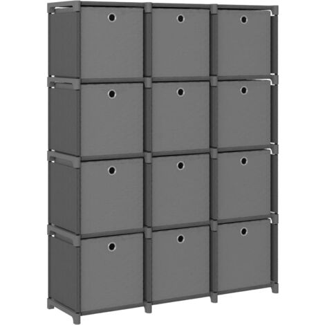Étagère à 12 cubes avec boîtes Gris 103x30x141 cm Tissu vidaXL
