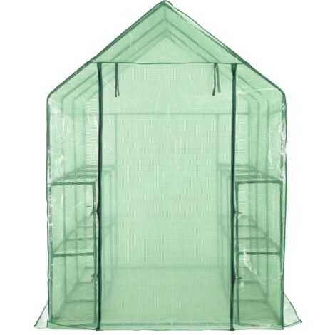 Serre de plain-pied avec 12 étagères Acier 143x214x196 cm vidaXL (1/7)