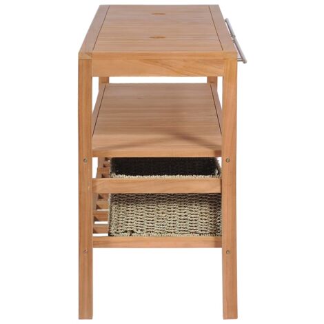 Meuble de salle de bains avec 4 paniers Teck massif 132x45x75cm
