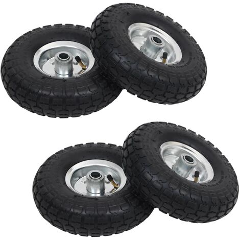Vidaxl – Lot de 4 roues de diable en caoutchouc 4.10/3.50-4 – Dimensions 260 x 83 mm – Résistantes à l'abrasion pour terrains inégaux