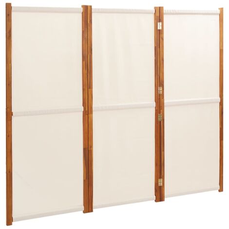 Vidaxl – Cloison amovible 3 panneaux 210x180 cm en bois d'acacia massif – Textilène résistant aux intempéries – Pliable pour gain de place