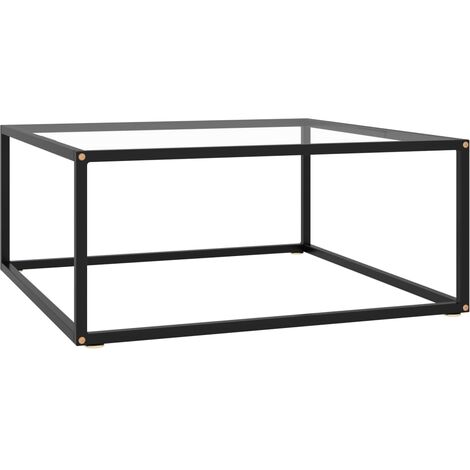 Vidaxl – Table basse fixe en verre trempé 80x80x35 cm – Acier enduit de poudre – Surface facile à nettoyer – Design moderne pour salon (1/5)