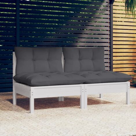 Canapé 2 places de jardin avec coussins anthracite Bois de pin vidaXL
