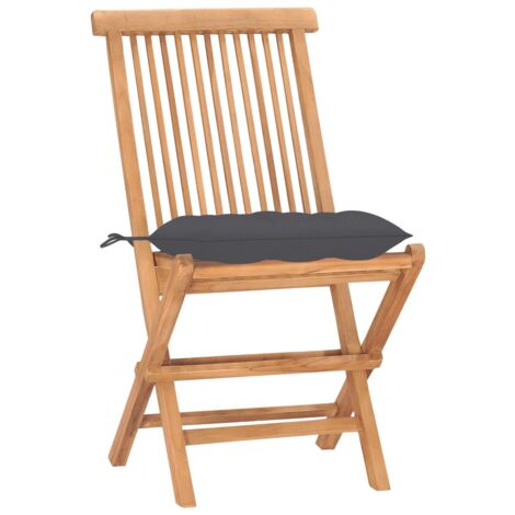 Mobilier à dîner d'extérieur pliable avec coussin 3 pcs Teck