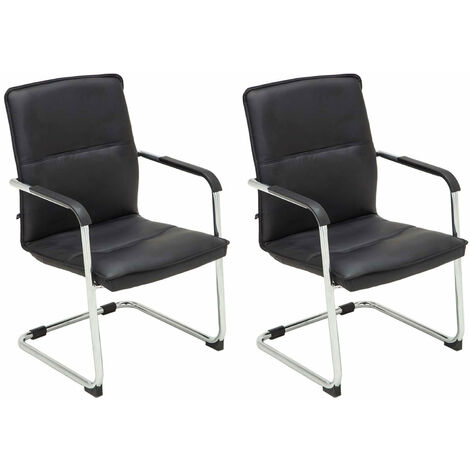 Lot de 2 chaises cantilever Seattle en similicuir Noir (1/5)
