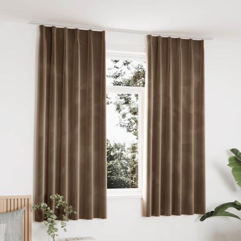 Rideaux occultants avec crochets 2 pcs Velours Beige 140x175 cm vidaXL