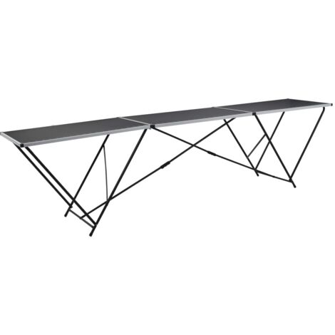 Vidaxl – Table de pique nique pliante en MDF et aluminium 300 x 60 x 78 cm – Pieds en acier tubulaire pour résistance – Facile à nettoyer