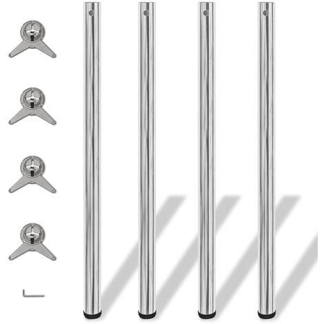 4 Height Adjustable Table Legs Chrome 1100 mm