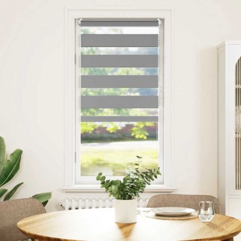 vidaXL Store vénitien zébré 60,9 x 120 cm, largeur du tissu 56,7 cm, gris (1/10)