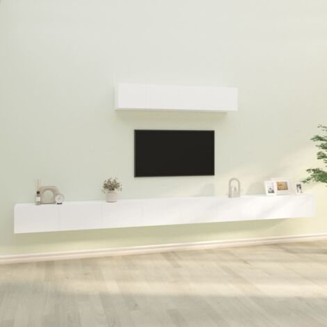 Vidaxl – Meuble TV mural 6 pièces en bois d'ingénierie blanc – Grand espace de rangement – Design moderne et pratique – Résistant à l'humidité (1/5)