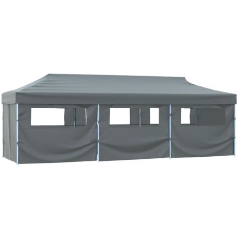 Tente de réception pliable avec 8 parois 3 x 9 m Anthracite vidaXL